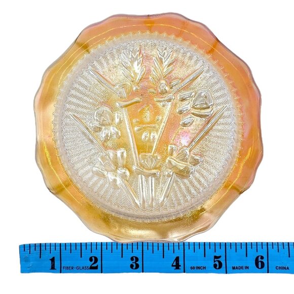 Jeannette Iris & Herringbone Marigold Saucer 6 inch Carnival Glass - Picture 4 of 4